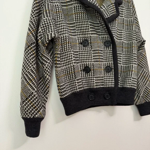 Valentino Women 100% Wool Houndstooth Knit Cardigan Jacket Bomber, size 40/6 US - Picture 5 of 12